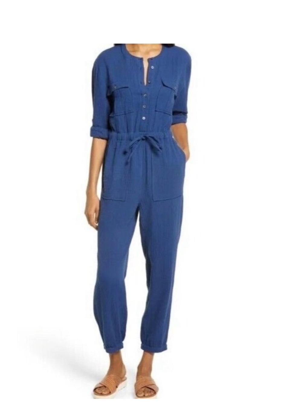 Madewell Indigo Blue Drawstring Utility Jumpsuit